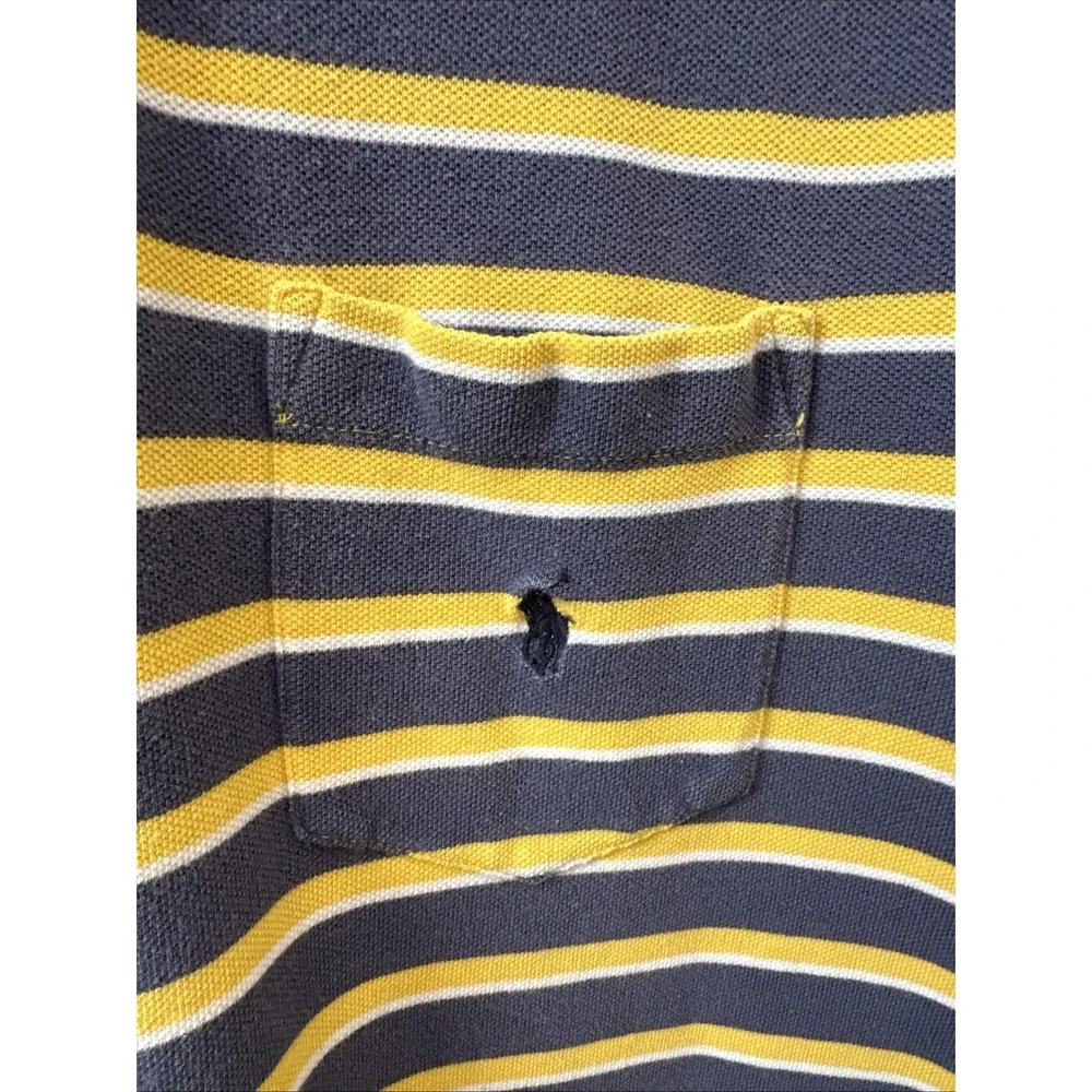 Polo‎ Ralph Lauren Men's Polo Shirt Short Sleeve YELLOW GRAY Striped, Large